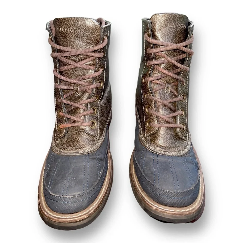 🥶 Tommy Hilfiger Men’s Winter Boots | Rugged Leather & Denim | Size 10‎